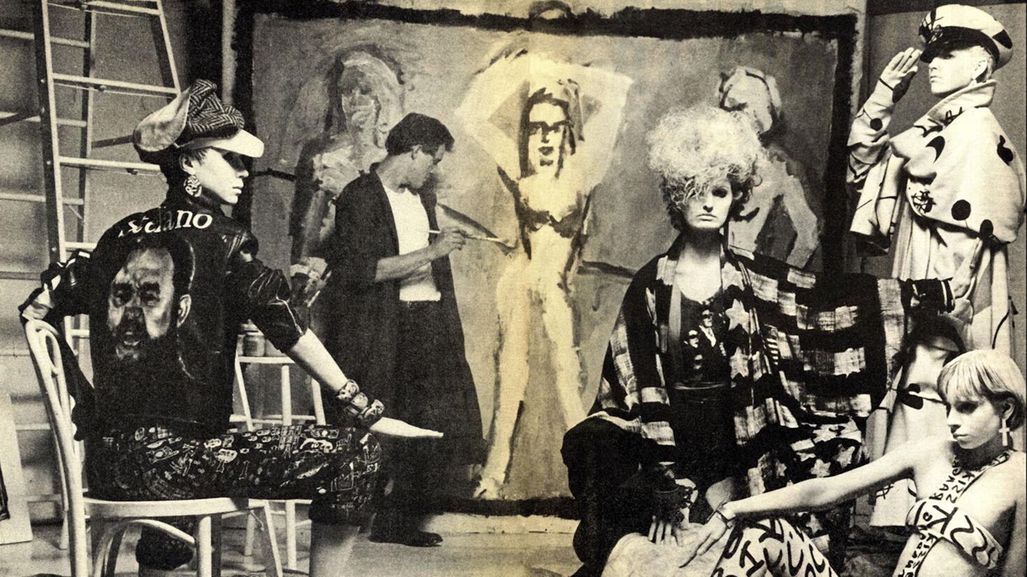 Painter Edward Brezinski and CLICK models for Talk magazine (1985)